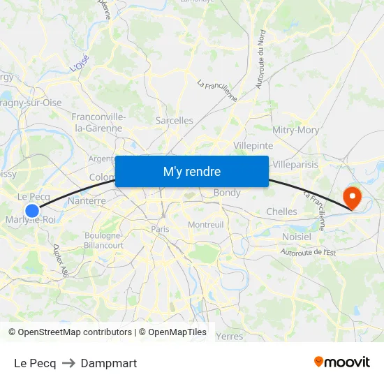 Le Pecq to Dampmart map