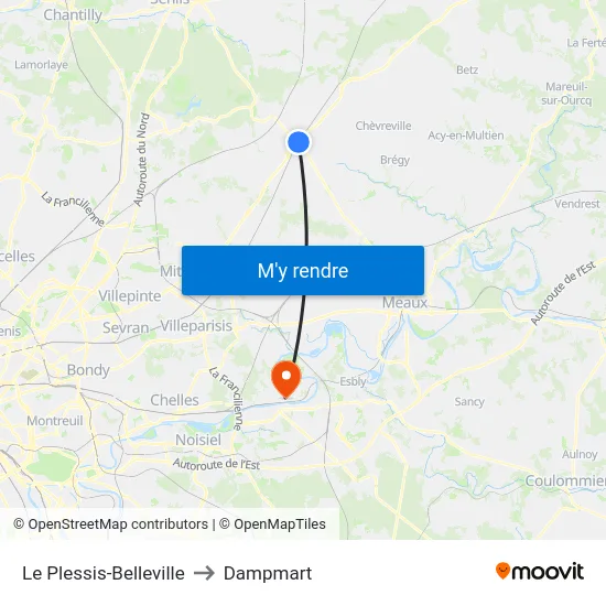 Le Plessis-Belleville to Dampmart map