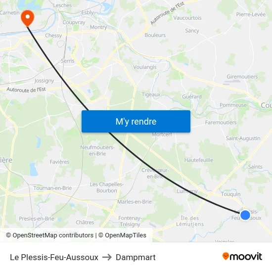 Le Plessis-Feu-Aussoux to Dampmart map