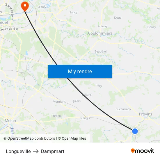 Longueville to Dampmart map