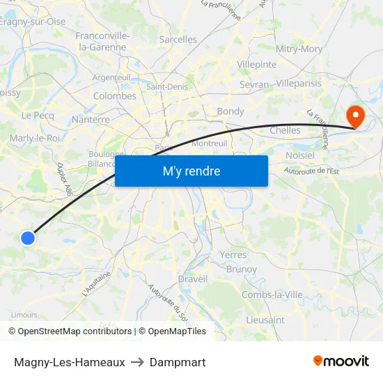 Magny-Les-Hameaux to Dampmart map