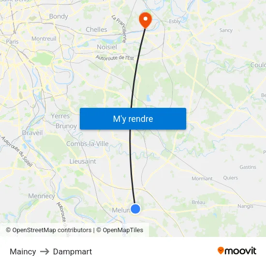 Maincy to Dampmart map