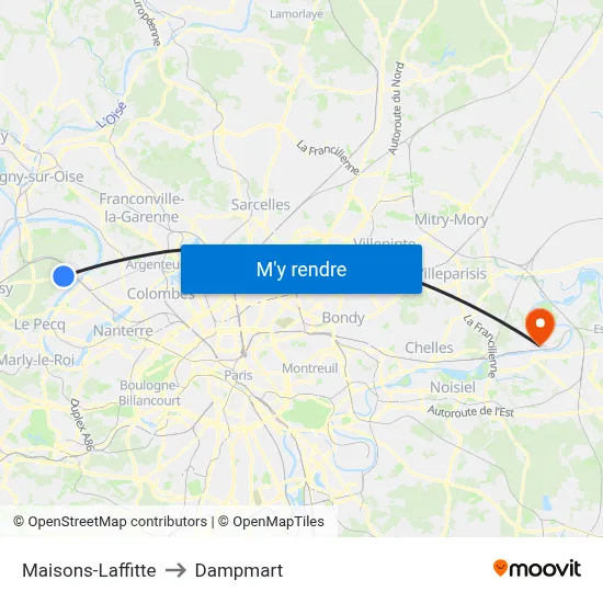 Maisons-Laffitte to Dampmart map