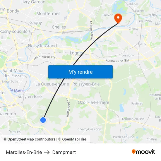 Marolles-En-Brie to Dampmart map