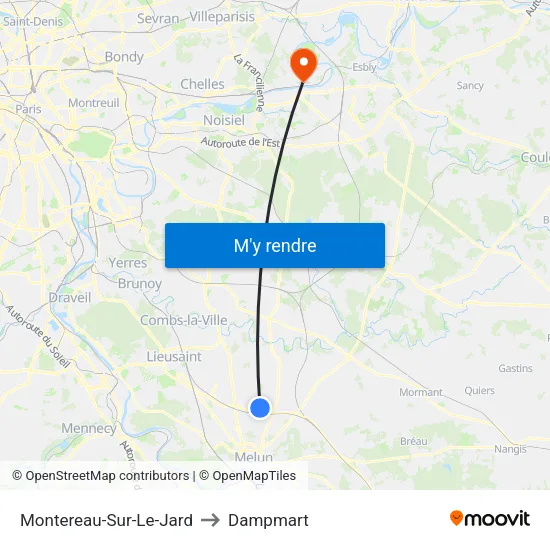 Montereau-Sur-Le-Jard to Dampmart map