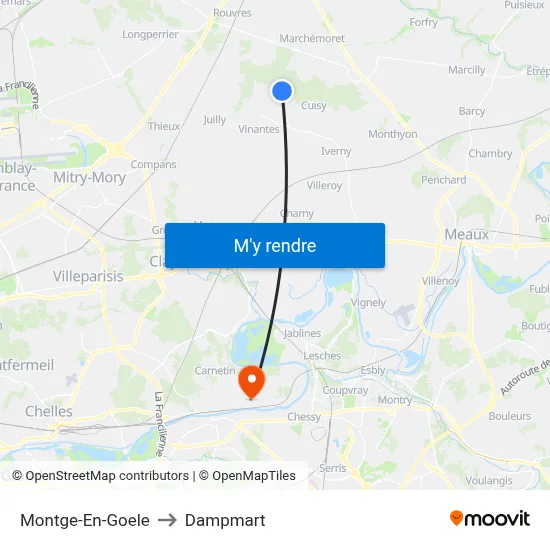 Montge-En-Goele to Dampmart map