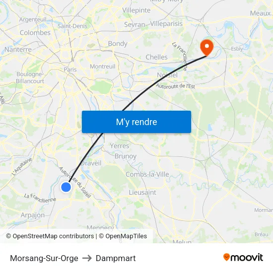 Morsang-Sur-Orge to Dampmart map