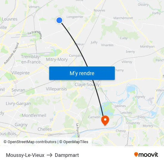 Moussy-Le-Vieux to Dampmart map