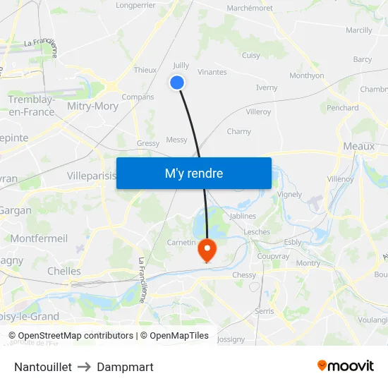 Nantouillet to Dampmart map