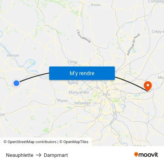 Neauphlette to Dampmart map