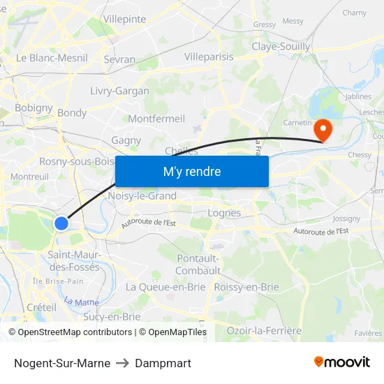 Nogent-Sur-Marne to Dampmart map