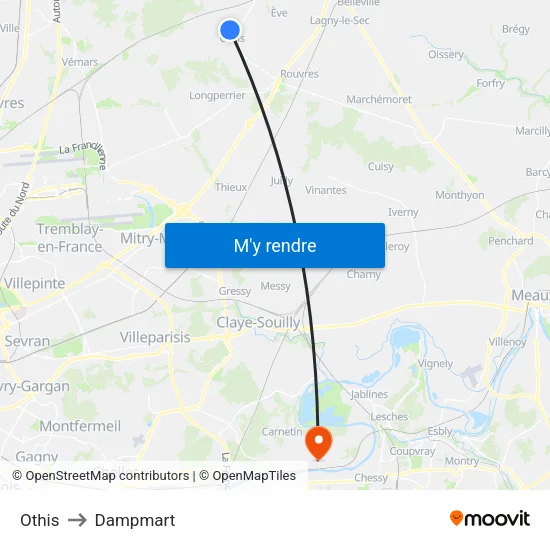 Othis to Dampmart map