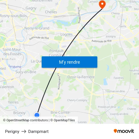 Perigny to Dampmart map
