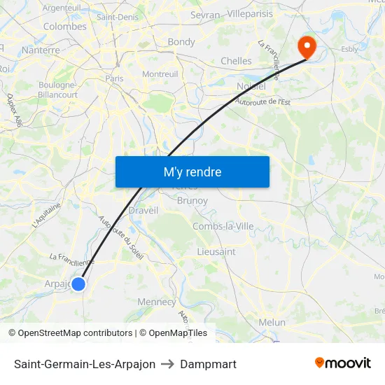 Saint-Germain-Les-Arpajon to Dampmart map