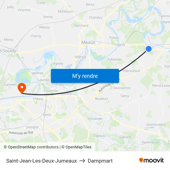 Saint-Jean-Les-Deux-Jumeaux to Dampmart map