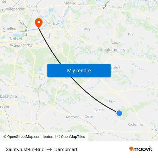 Saint-Just-En-Brie to Dampmart map