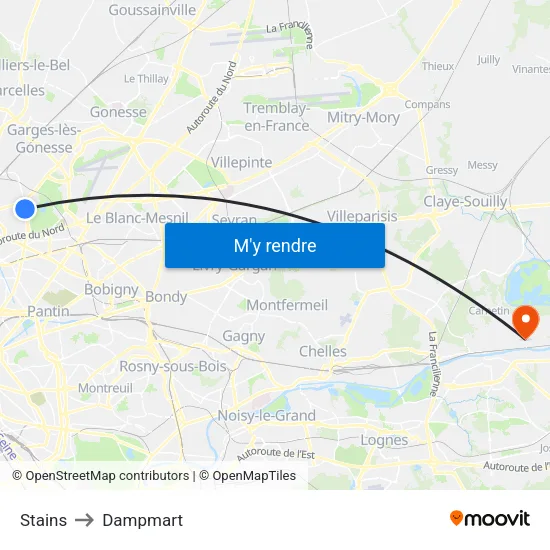 Stains to Dampmart map