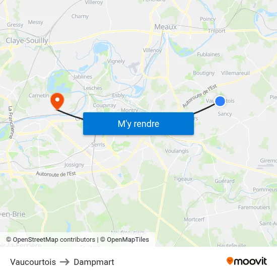 Vaucourtois to Dampmart map
