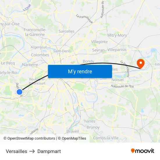 Versailles to Dampmart map
