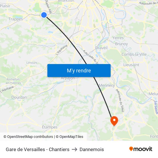 Gare de Versailles - Chantiers to Dannemois map