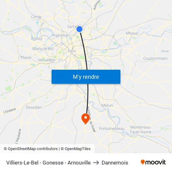 Villiers-Le-Bel - Gonesse - Arnouville to Dannemois map
