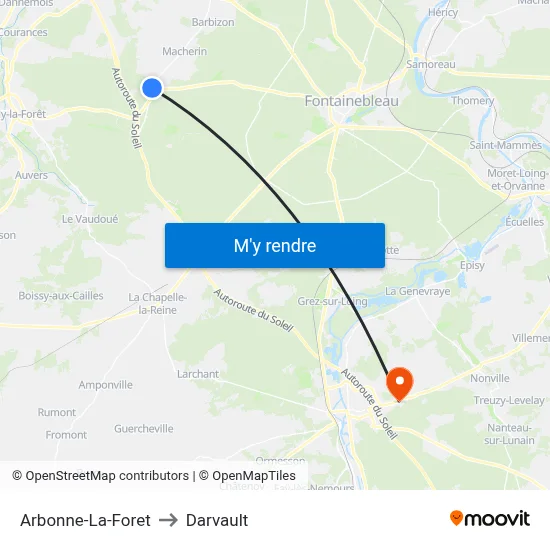 Arbonne-La-Foret to Darvault map