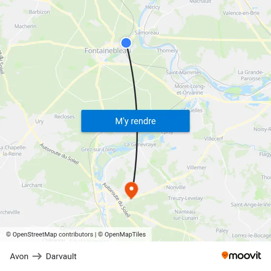 Avon to Darvault map