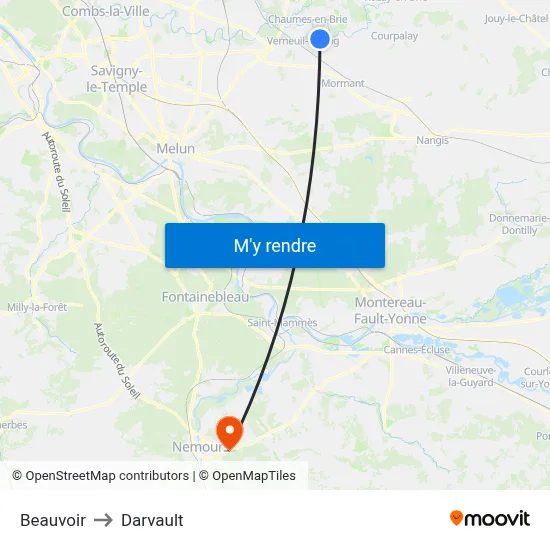 Beauvoir to Darvault map