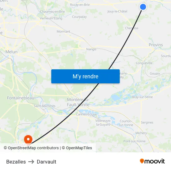 Bezalles to Darvault map