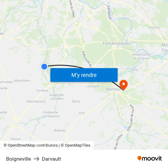 Boigneville to Darvault map