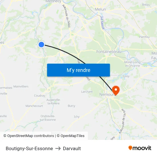 Boutigny-Sur-Essonne to Darvault map