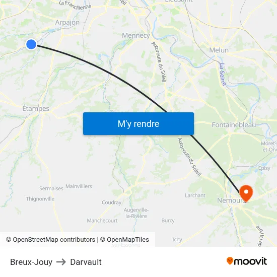 Breux-Jouy to Darvault map
