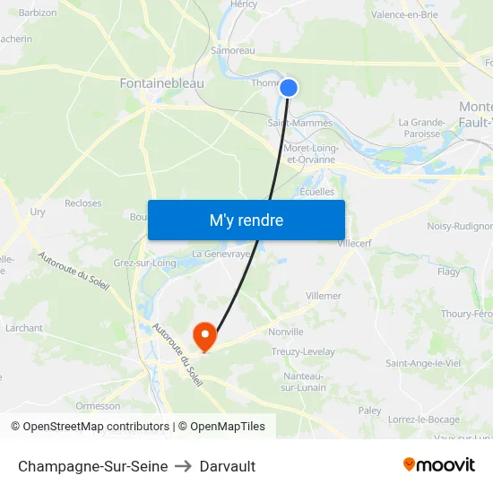 Champagne-Sur-Seine to Darvault map