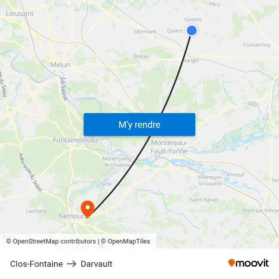 Clos-Fontaine to Darvault map