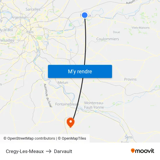 Cregy-Les-Meaux to Darvault map