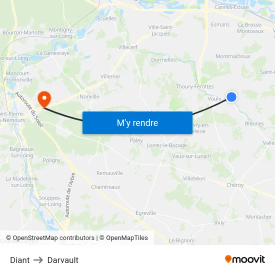 Diant to Darvault map