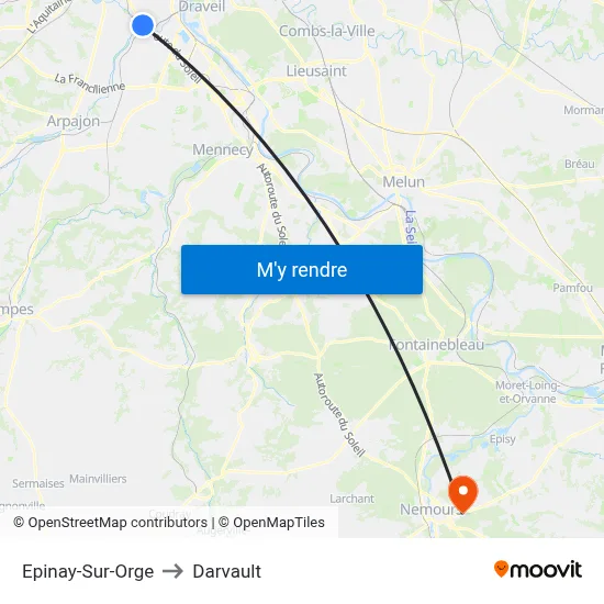 Epinay-Sur-Orge to Darvault map