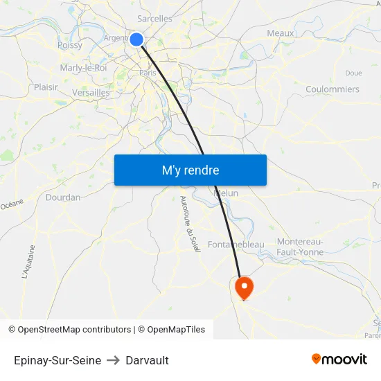 Epinay-Sur-Seine to Darvault map