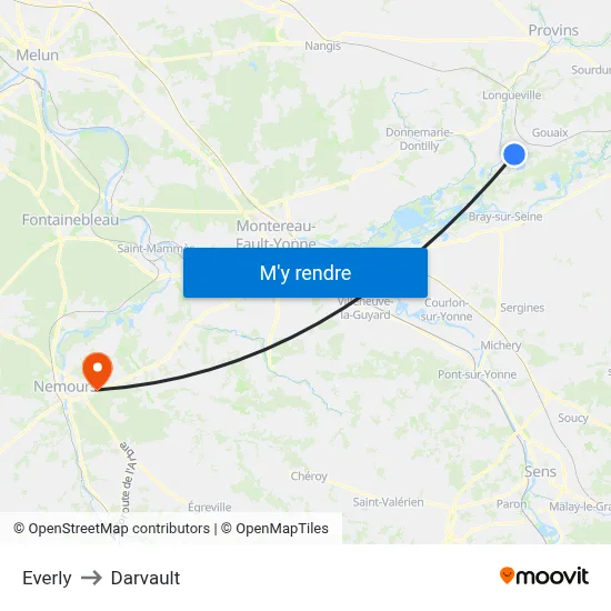 Everly to Darvault map
