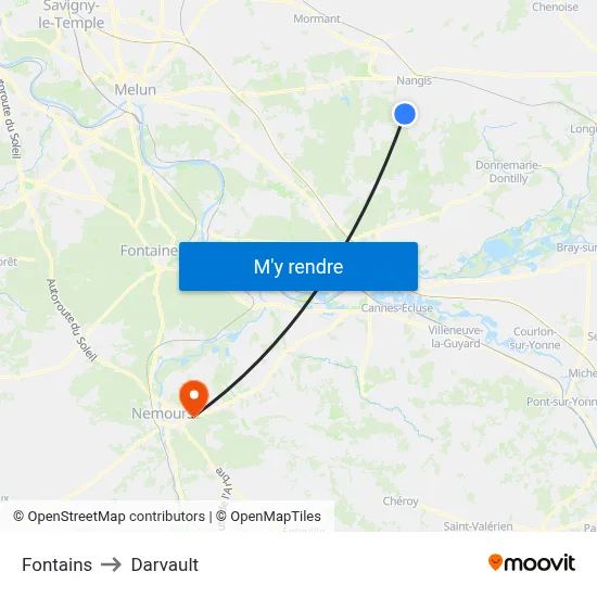 Fontains to Darvault map