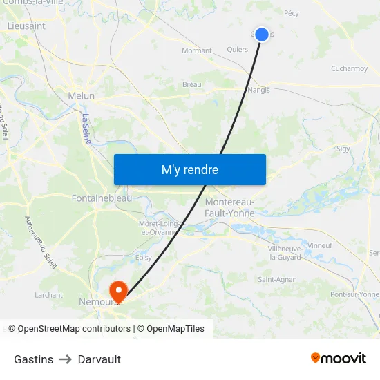 Gastins to Darvault map