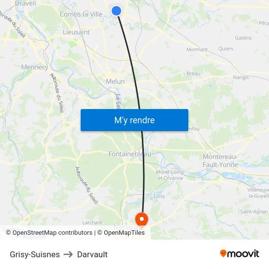 Grisy-Suisnes to Darvault map