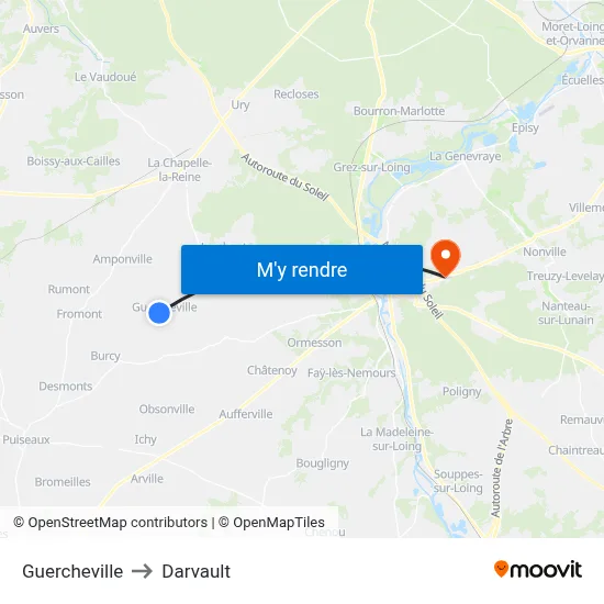 Guercheville to Darvault map