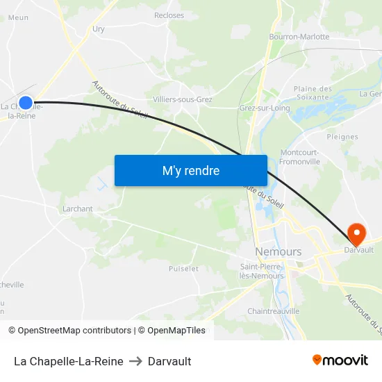 La Chapelle-La-Reine to Darvault map