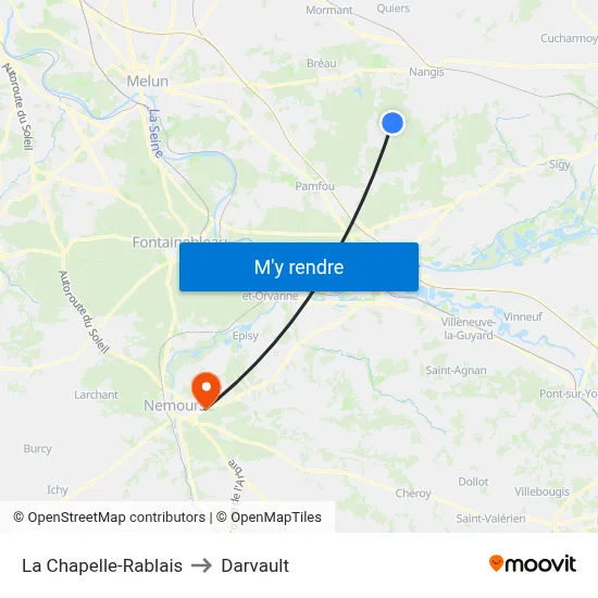 La Chapelle-Rablais to Darvault map