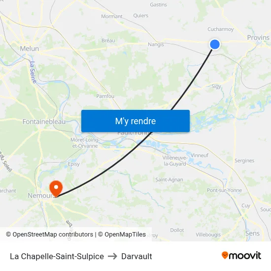 La Chapelle-Saint-Sulpice to Darvault map