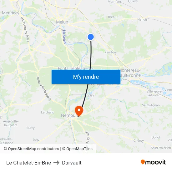 Le Chatelet-En-Brie to Darvault map