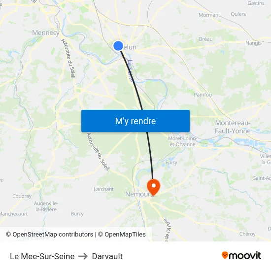 Le Mee-Sur-Seine to Darvault map