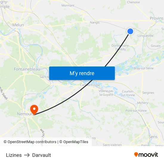 Lizines to Darvault map