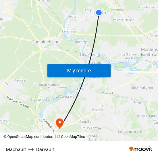 Machault to Darvault map